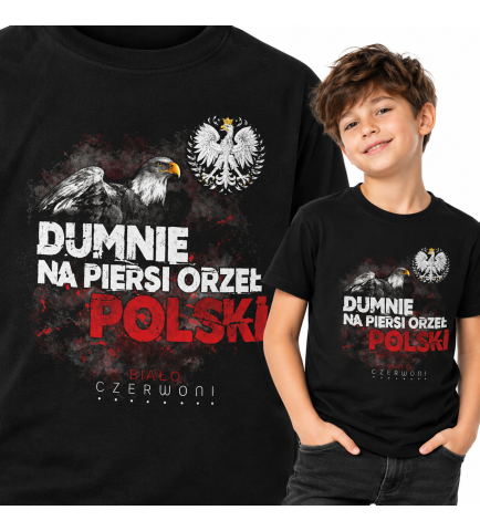 Koszulka dziecięca Patriotyczna DUMNIE NA PIERSI